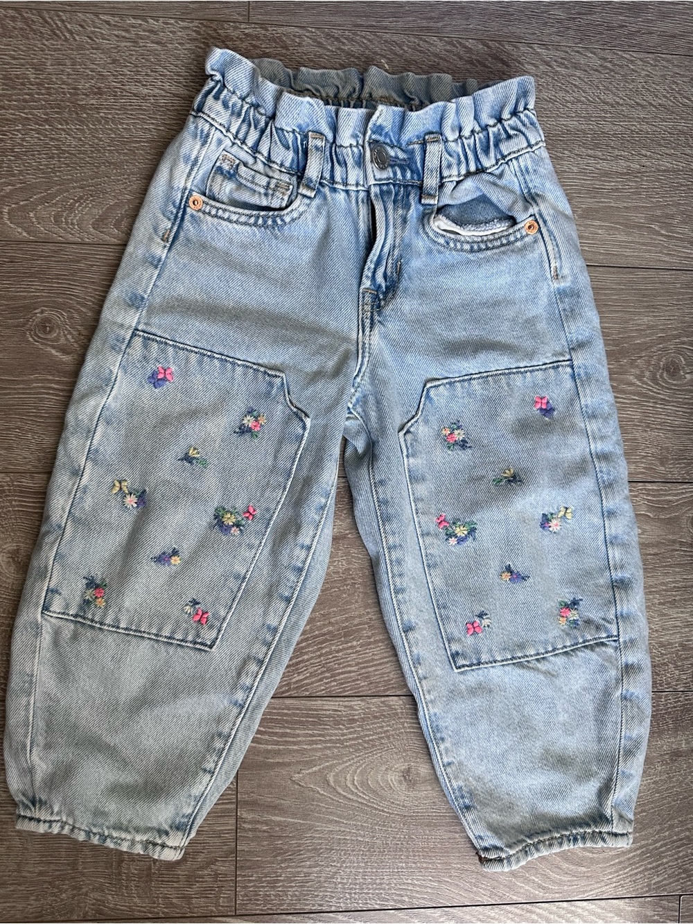 GAP Blue Floral Horseshoe Denim Jeans with Floral Embroidery